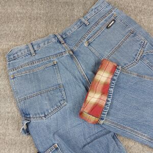 Berne Jeans Men's 34x34 (34x31) Blue Carpenter Utility Cargo Flannel Lined Work